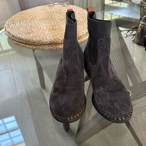 Gray suede ankle boots
